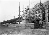 Bau der Viaduktstrecke in der Isestraße im Jahr 1909 (5)